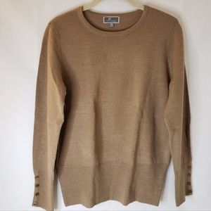 JM Collection Petite Button Sleeve Sweater